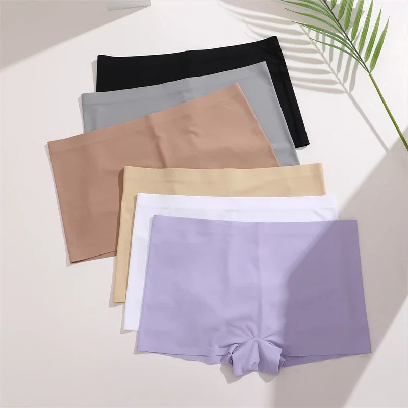 4Pcs/Set Women's Seamless Sports Boxer Panties Underwear Female Solid Color Comfortable Briefs Lingerie Intimate Underpant S-XL