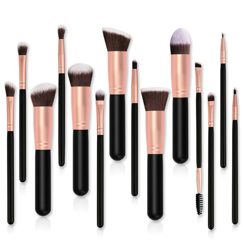 14 Piece Makeup Brush Set For Beginners With Soft Synthetic Bristles