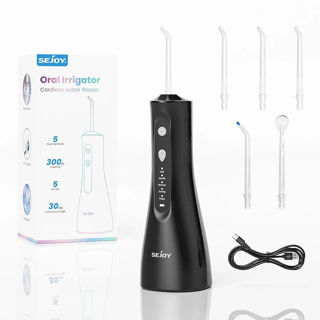 Sejoy Electric Water Flossers Oral Irrigator 5 Modes Portable Rechargeable