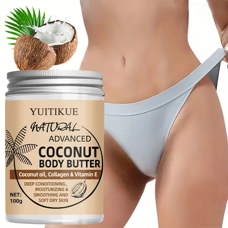 Advanced Coconut Body Butter 100g - Creamy Texture for Easy Absorption, Deeply Moisturizes & Smooths Dry Skin