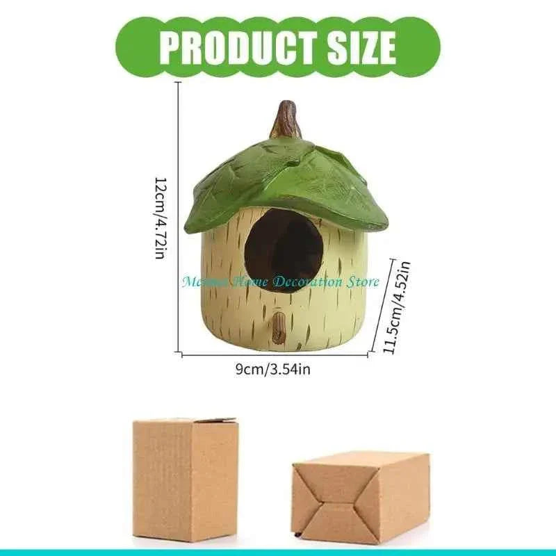 H7BF Resins Birdhouse Decors for Small Bird Nesting Decors Garden Ornament