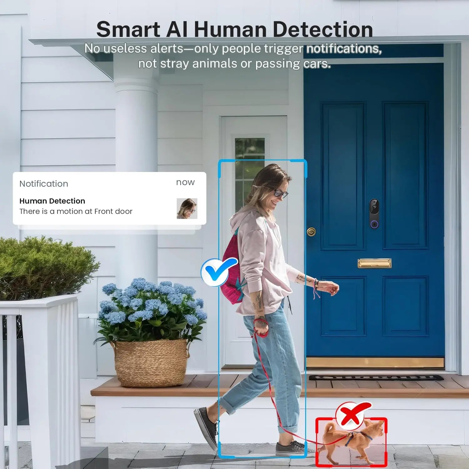 Wireless Video Doorbell With Two-Way Audio And AI Motion Detection