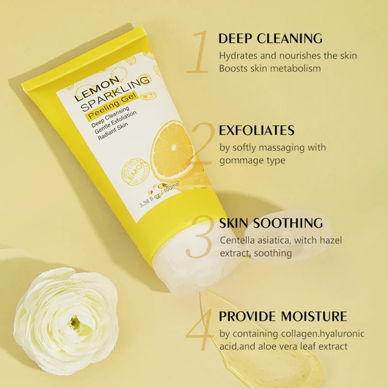 Lemon Face Wash Facial Cleanser Face Exfoliating Gel Moisturizing Remove Dead Skin Blackhead Exfoliator Facial Scrub Skin Care