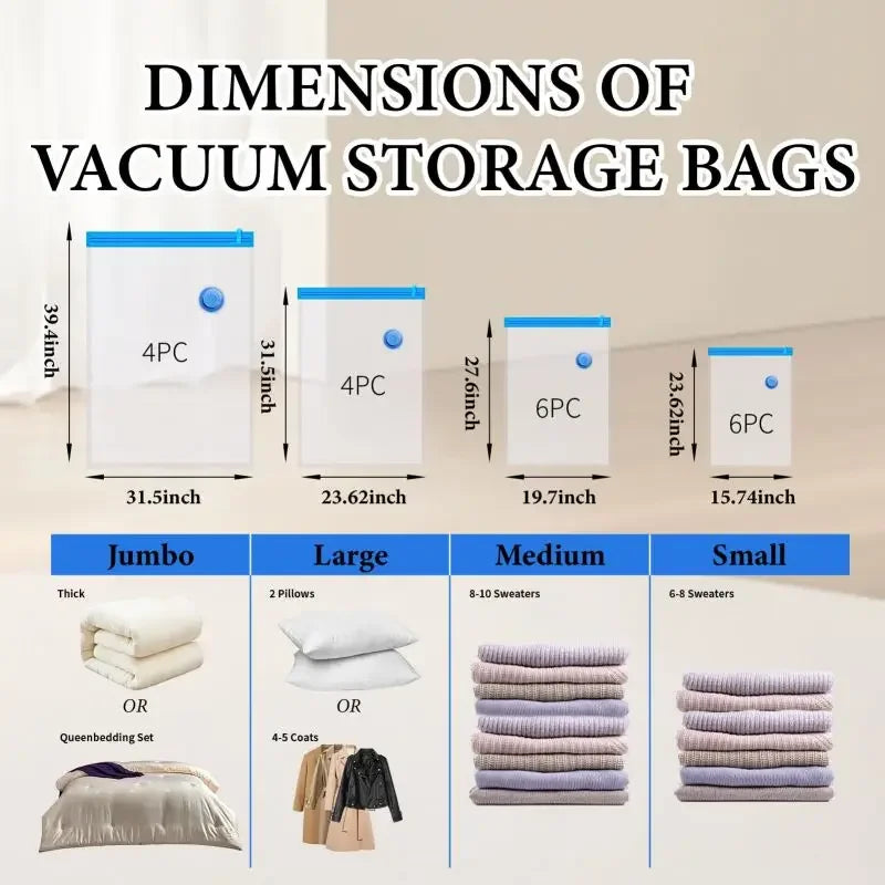 Vacuum Storage Bags For Clothes,Bedding,Space Saving Bags Storage Vacuum Seal Packet,Folding Compressed Organizer Bag