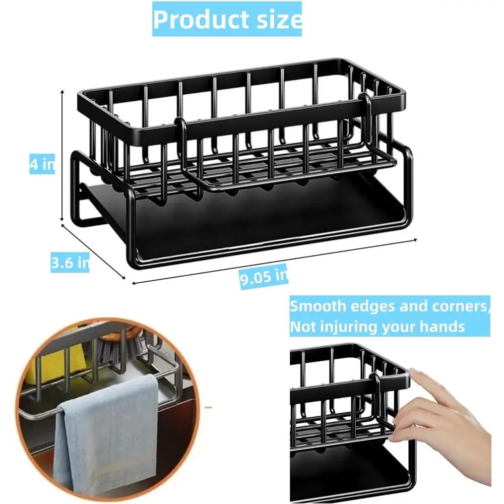 Stainless Steel Dish Sponge Organizer With Detachable Rack