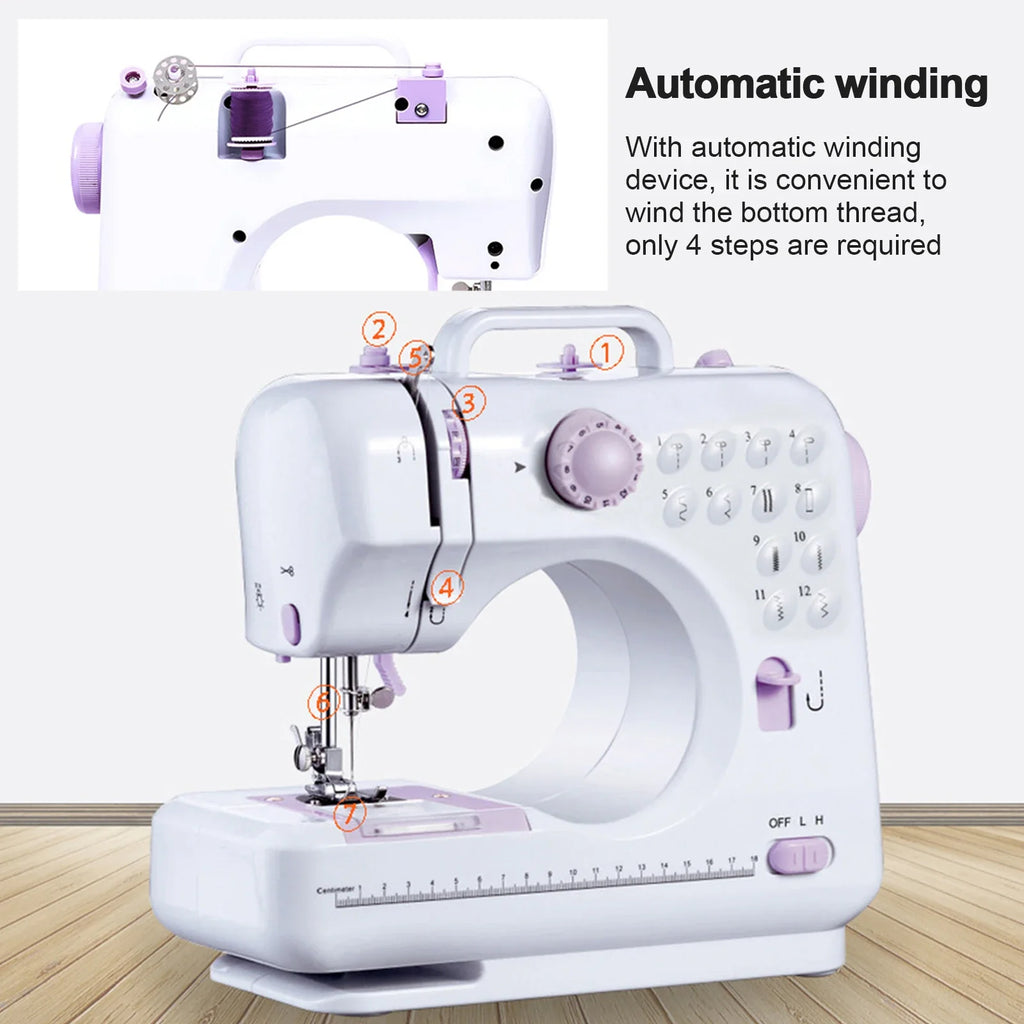 12 Stitch Mini Electric Sewing Machine for Home Use