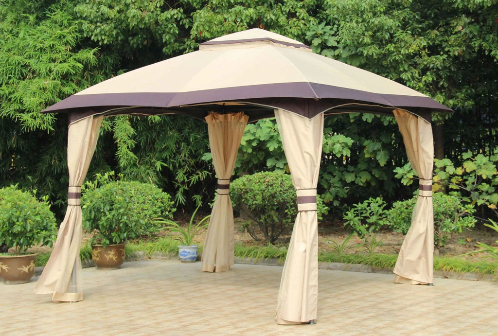 3x3m Waterproof Garden Gazebo - Luxury Sunshade Pergola with Mosquito Net