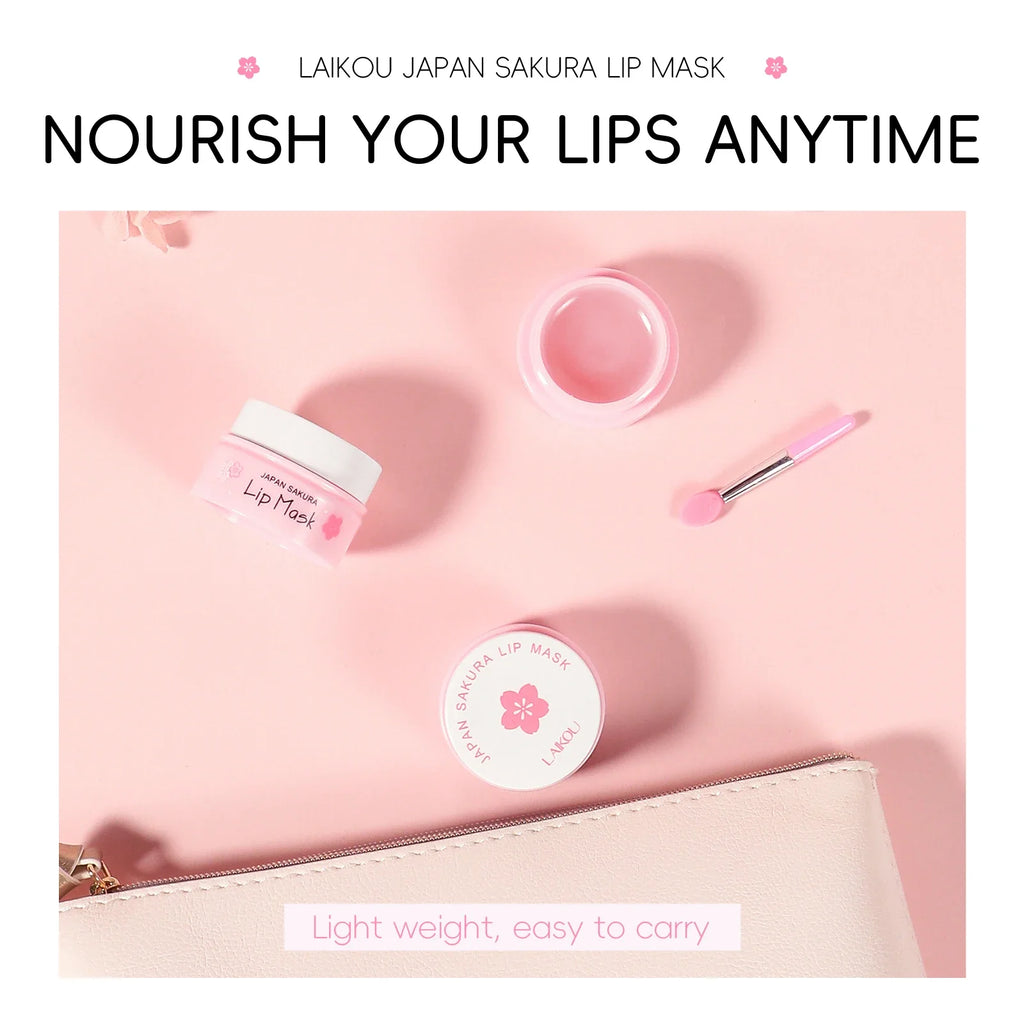 LAIKOU Sakura Lip Mask - Overnight Hydrating Lip Balm for Plump Lip Lines Beauty Care