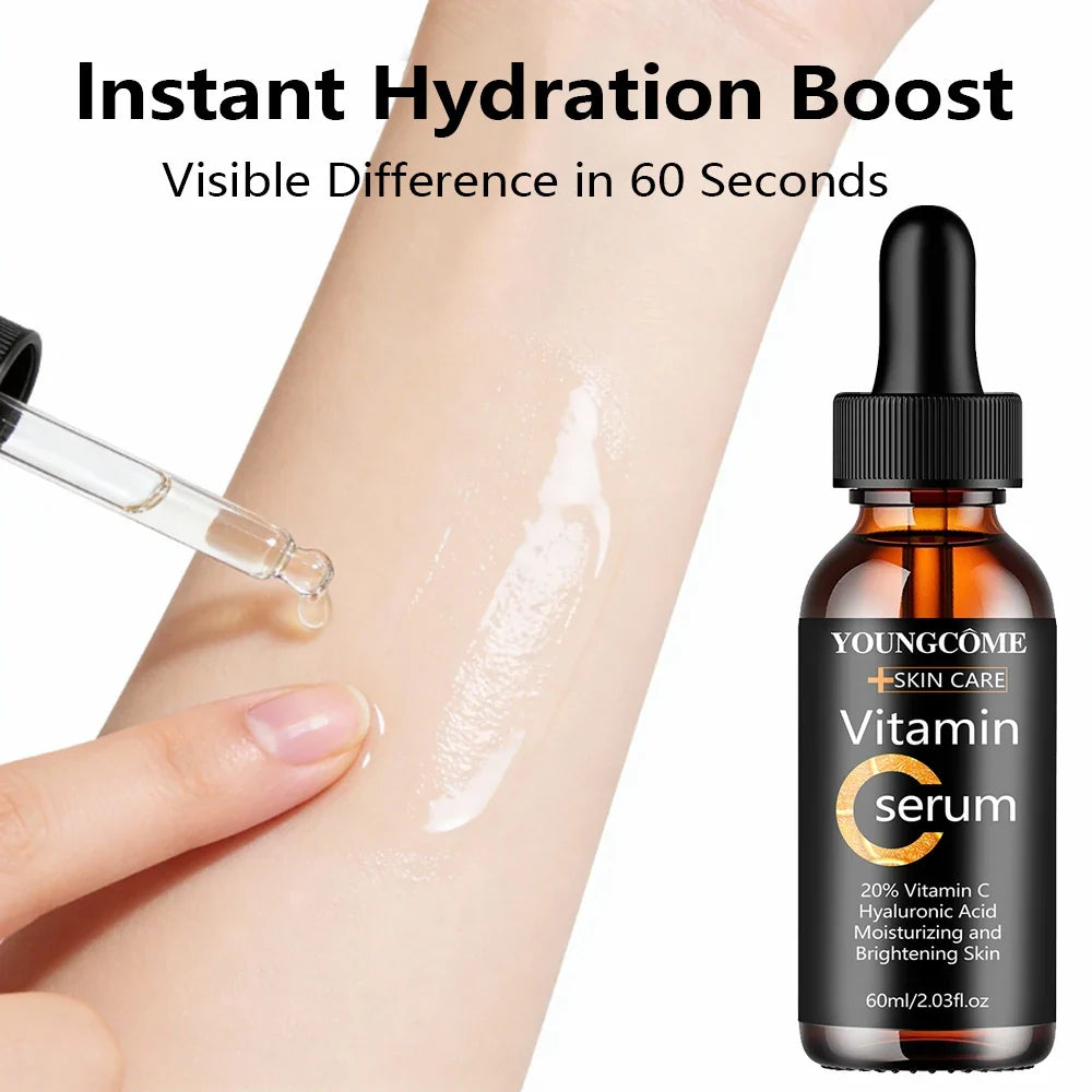 YOUNGCOME Vitamin C Hyaluronic Acid Serum - Daily Hydrating & Radiance-Boosting Facial Essence for All Skin Types 40/60ML