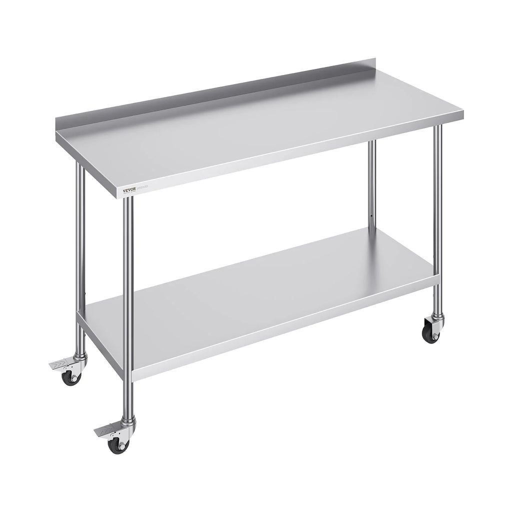 SucceBuy Stainless Steel Work Table With Casters Commercial Food Prep