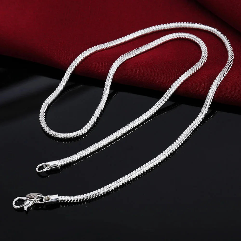 Silver Color Solid Snake Chain Necklace Fashion Jewelry For Pendant
