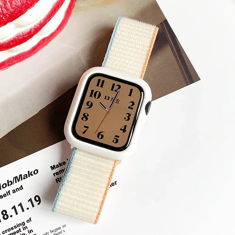 Nylon Sport loop Strap For Apple Watch Band 44mm 42/40mm 45mm  38/41mm pride Bracelet iwatch Ultra2 49mm Series 9 8 se 7 6 5 4 3