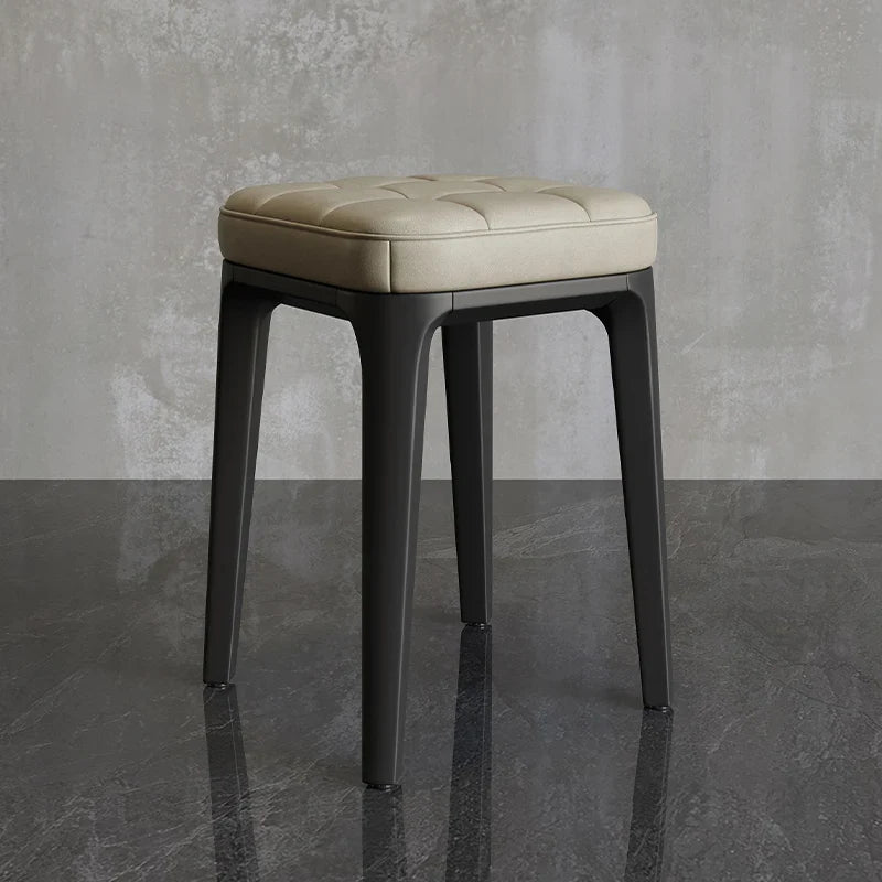 Stacking Stools,PU Leather Square Nesting Four-Legged Stool with Padded Stools Plastic Stackable Stool, Portable Breakfast