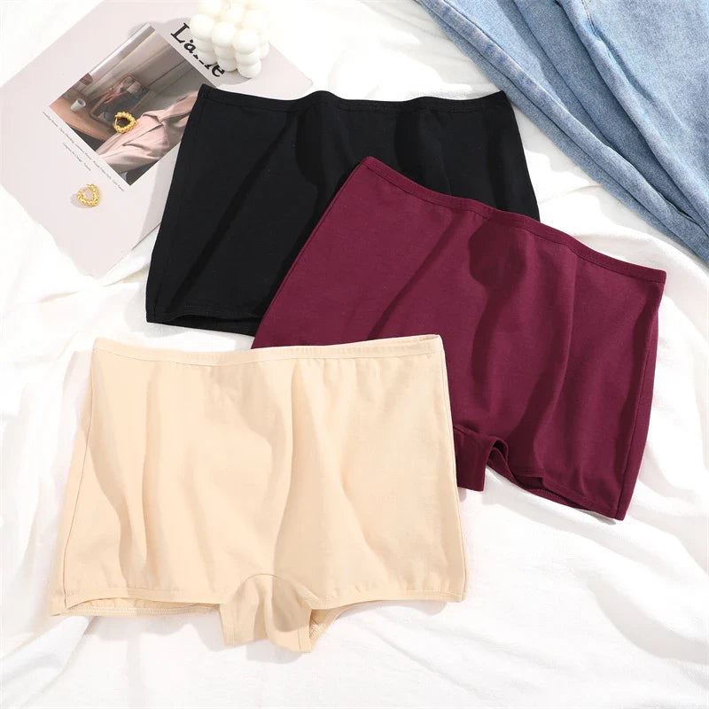 3PCS Women's  Cotton Seamless Panties Sports Boxers Underwear Female Solid Color Briefs Cozy Lingerie Intimate Underpants XS-XL