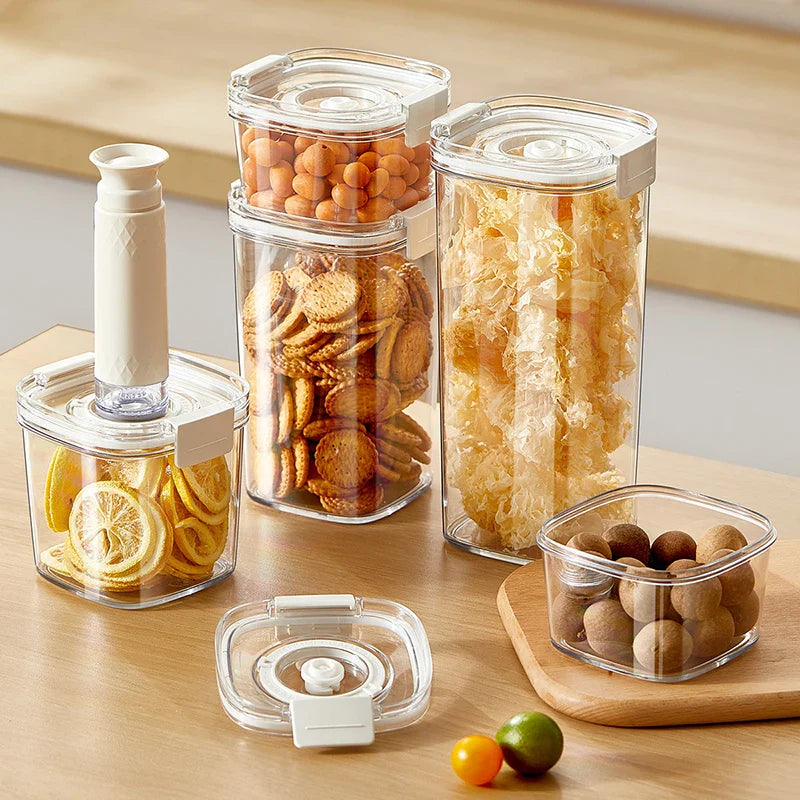 Vacuum Sealed Tank Coffee Beans Vacuum Jar Kitchen Cereals Storage Box Airtight Container Moisture-Proof Sealed Canister for Tea