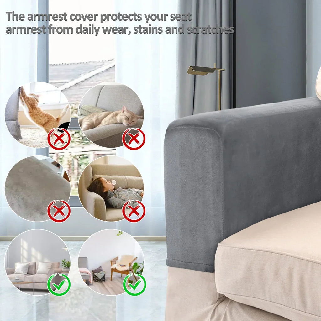 2pcs Sofa Armrest Protector Universal Armchair Covers Non-Slip Soft Warm Couch Arm Rest Covers Thickened Furniture Protector