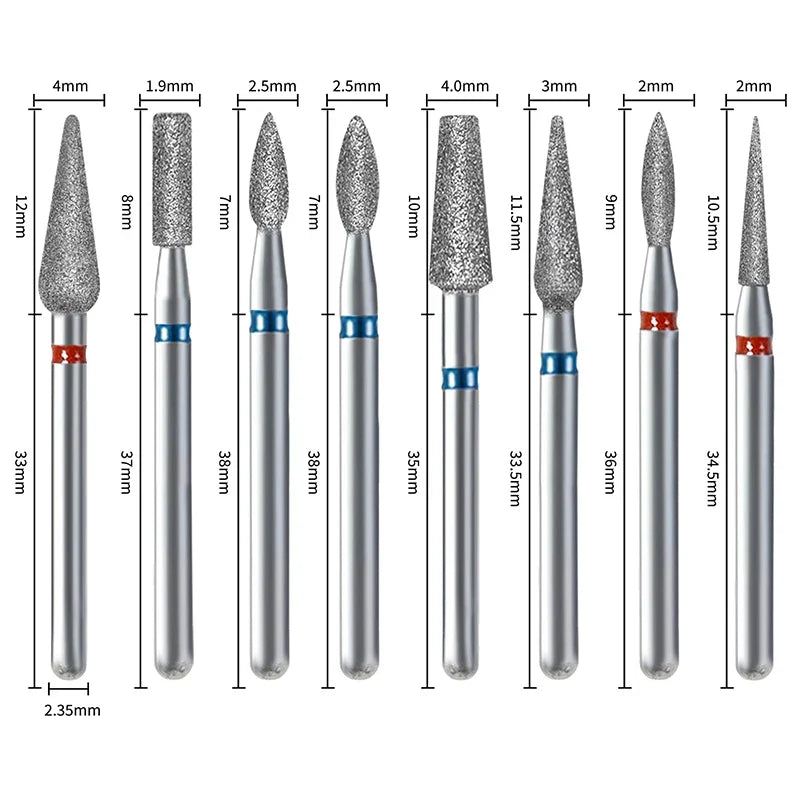 10Pcs Diamond Milling Cutter For Manicure Electric Nail Drill Bits Accessory Pedicure Machine Nail File Gel Remover Tool