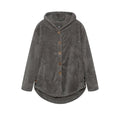 Fashion Trend Autumn and Winter Press-pleated Printed Turn-collar Long-sleeved Shirt Two-piece Furry Coat