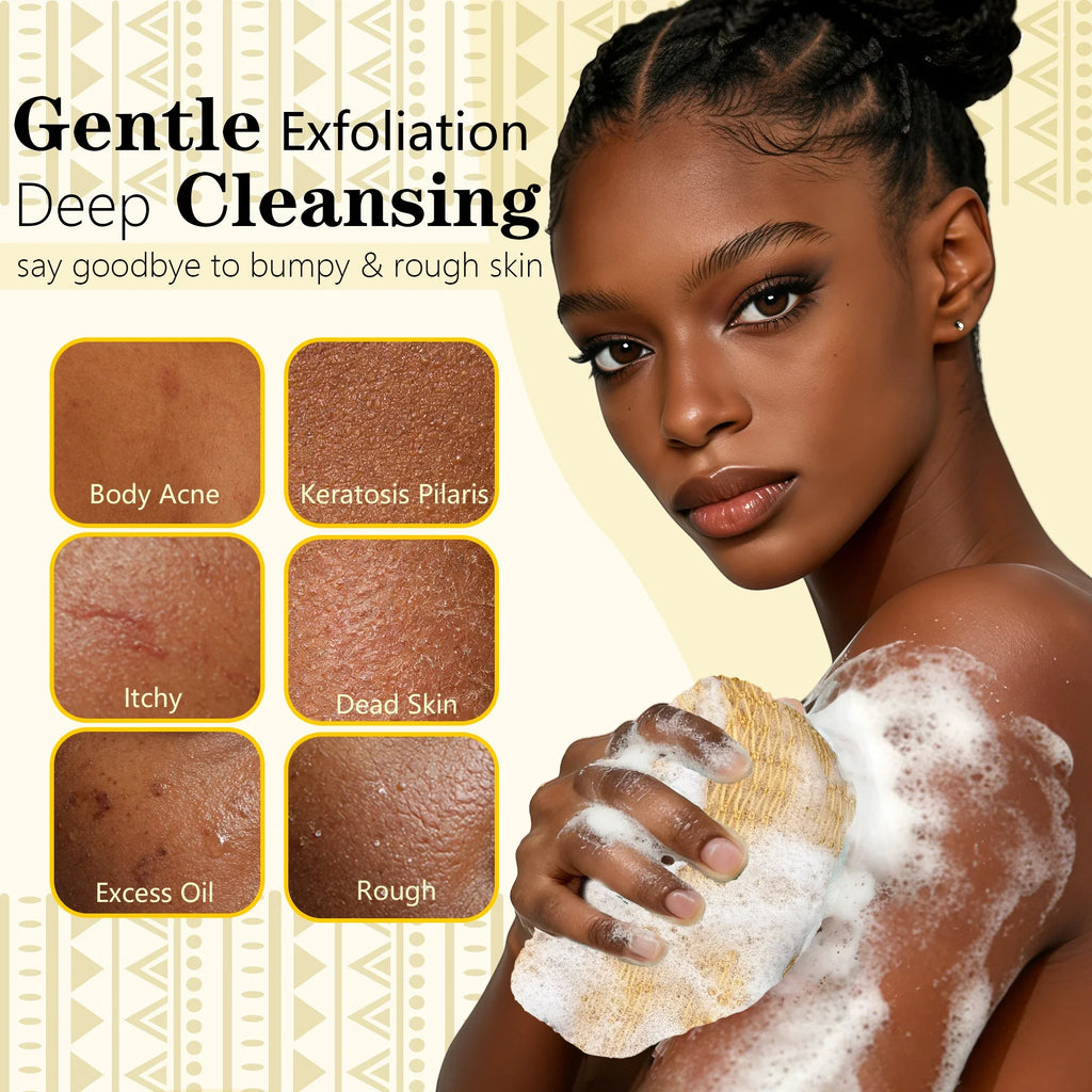 PeaKalo Authentic African Net Sponge-2Pcs Exfoliating Bath Shower Loofah Sponge, Gentle Back Scrubber for All Skin Types,Durable