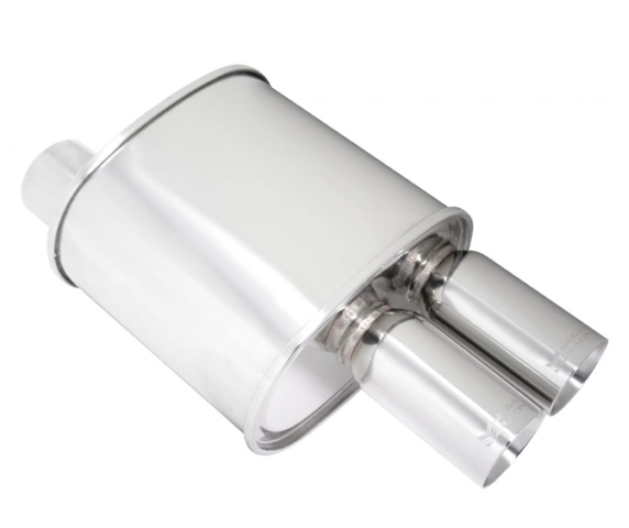 Megan Racing F-RT Turbo Dual Tip Muffler 3" Pipe Universal Exhaust - MR-MU-FRT-2T