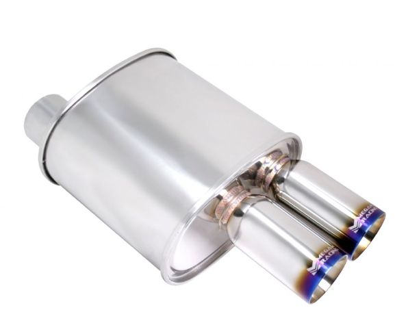 Megan Racing F-RT Turbo Dual Tip Muffler 3" Pipe Universal Exhaust - MR-MU-FRT-2T