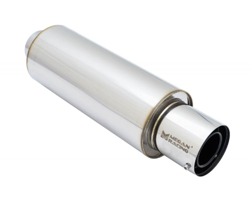 Megan Racing Universal Exhaust Muffler - Various Models 19.5" Length 5.5" Height 2.4" Inlet ID 3.9" Tip ID 3.9" Stainless Steel