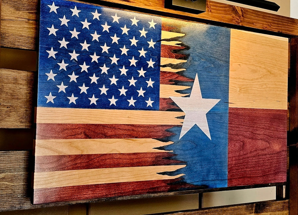The American Combination Flag Collection – Handcrafted Solid Hardwood Flags – Made by U.S. Veterans