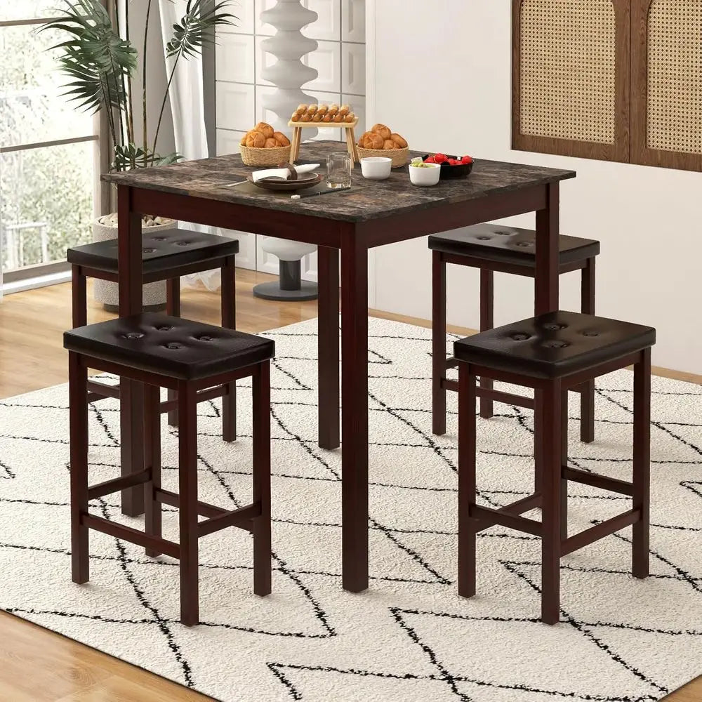 4 Piece Dining Set With Counter Height Table And Stools