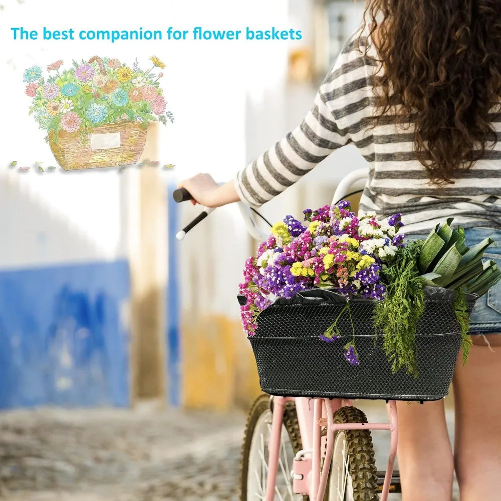 Rear Bike Basket With Easy Install Spider Webbing And Waterproof Tarp Cover