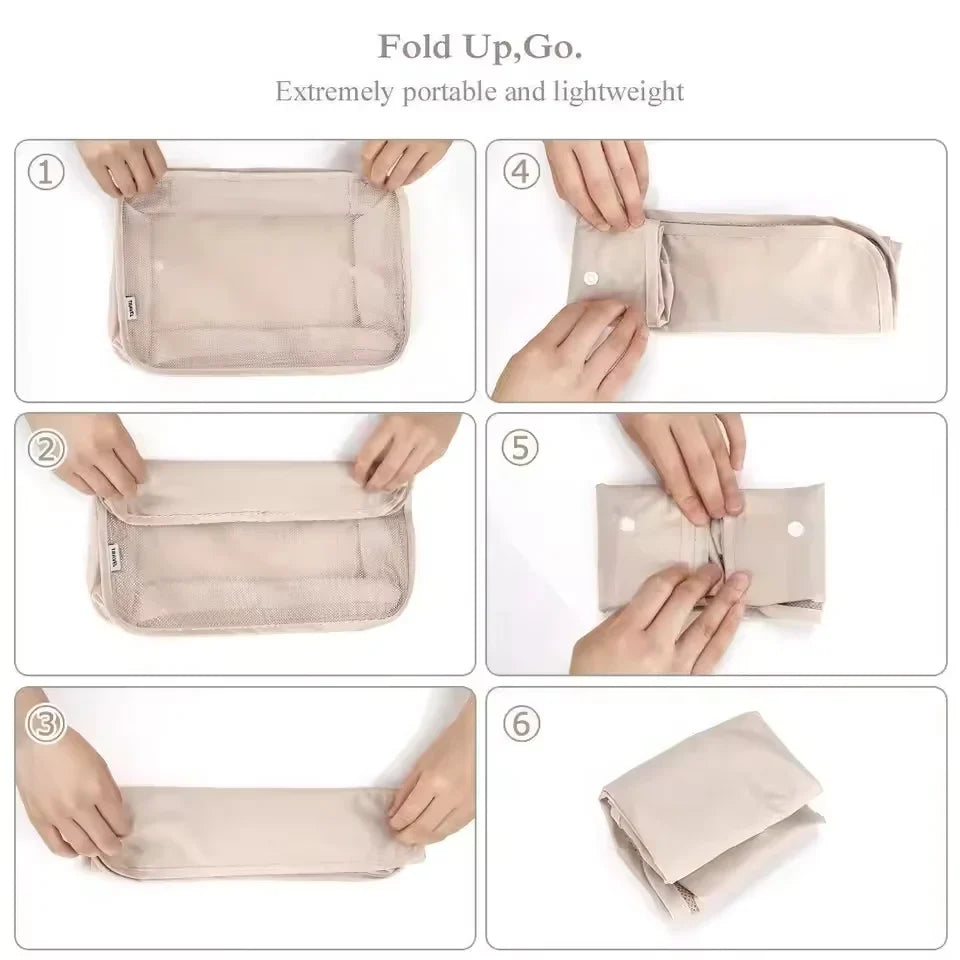 7PCS Set Travel Luggage Organizer Bags Clothes Shoes Packing Set Suitcase Foldable Cube Dormitories Clothes Storage Bag 7PCS Bag
