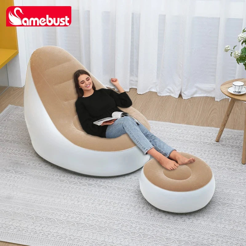 Camebust Foldable Air Bed Inflatable Lazy Sofa Mattress for Home and Outdoor Use Portable Air Mattress Camping Sleeping Mat