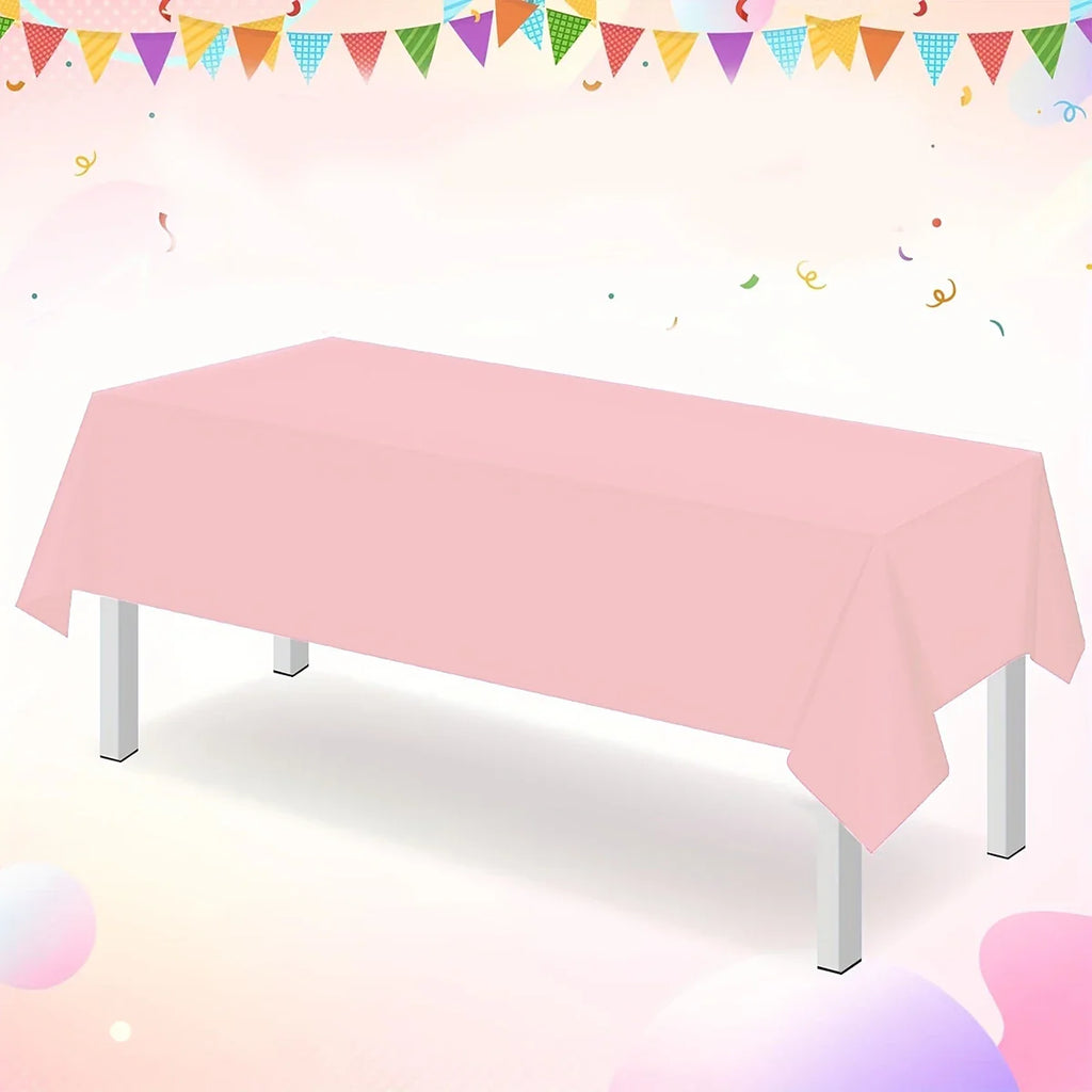 183×137cm Solid Pink Tablecovers Plastic Tablecloth for Wedding Decoration Girls Adult Birthday Party Supplies Table Decor