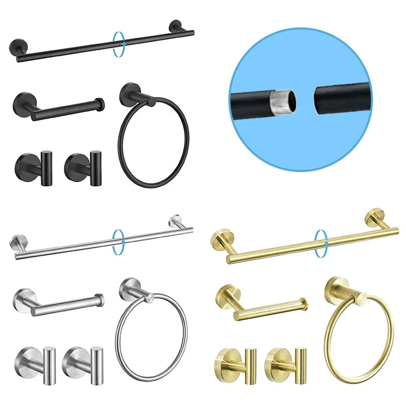5-Piece Bath Hardware Set Brushed Finish Stainless Steel
