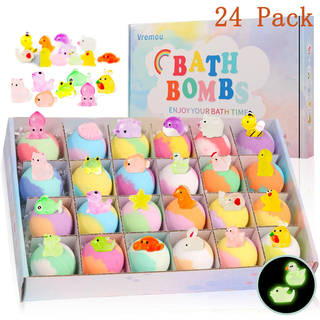 15Pack/24Pack Bath Bombs for Kids with Surprise Inside, Natural Organic Kids Bubble Bath Fizzy for Girls Boys