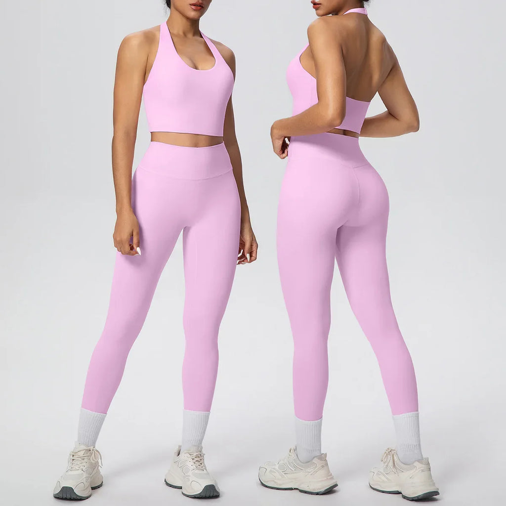 Yoga Clothing Set Women's High Waisted Leggings and Top 2 Piece Seamless Fitness Exercise Clothing Gym Sportswear Tracksuits