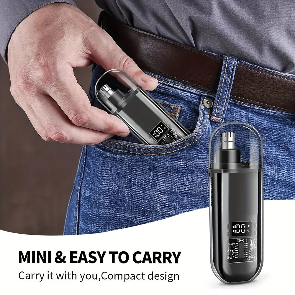 Suitable for men, USB charging nose and ear hair trimmer portable electric nose hair clipper, mini compact design, quick chargin