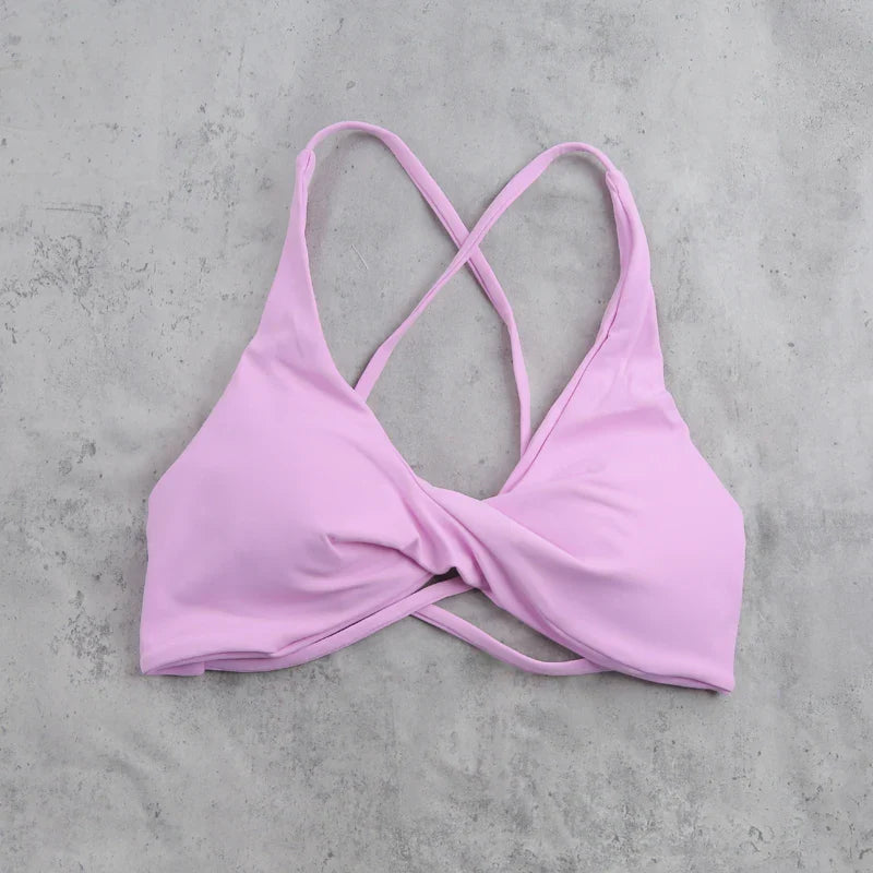 DIAS FIT JOY Women's  Workout Sports Bras Beauty back Cross Padded Low Impact Fitness Bra Yoga Top Cycling Fitness