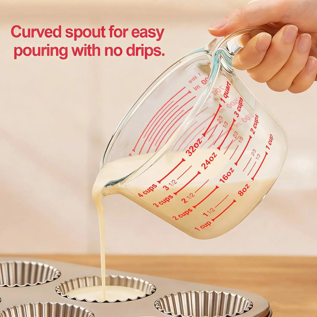 Glass Measuring Cups Set With Lids Borosilicate For Kitchen