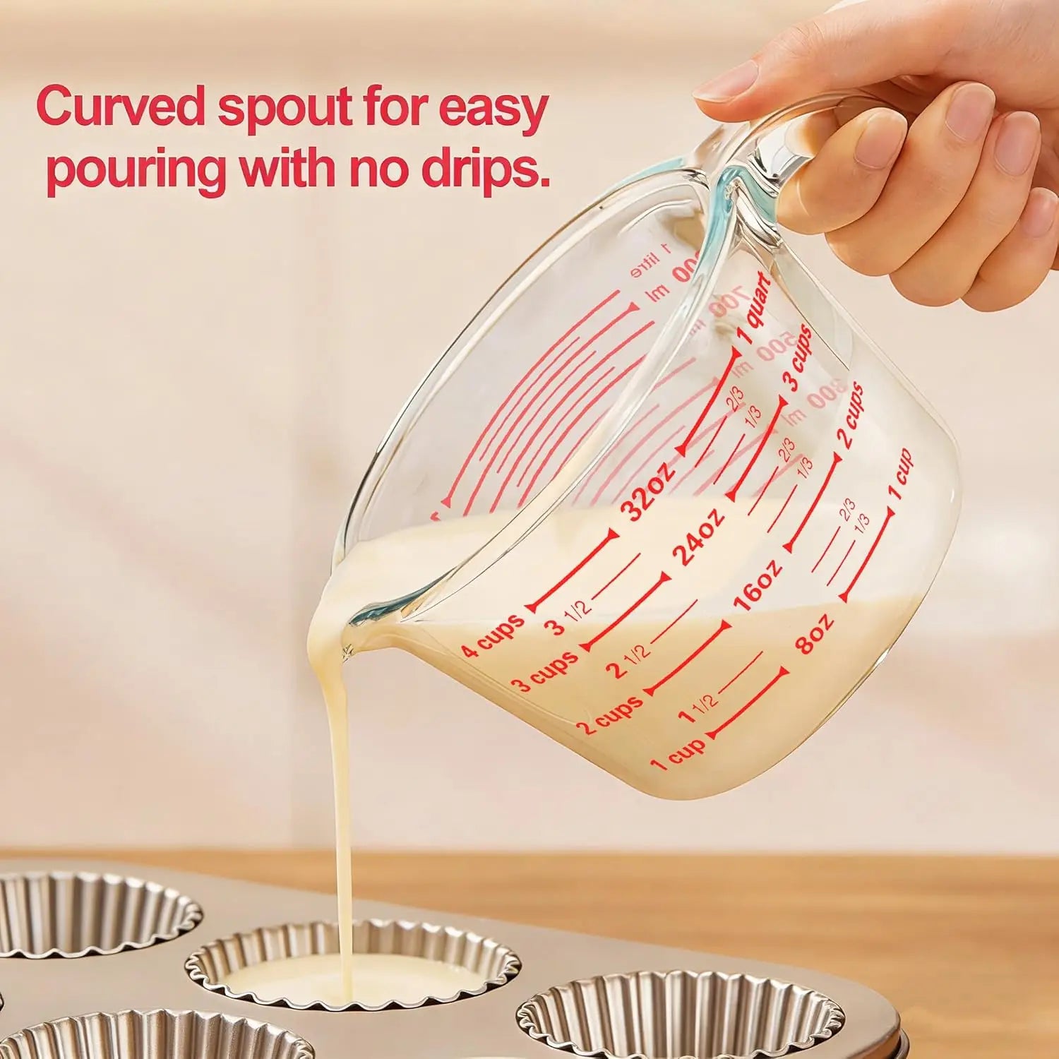Glass Measuring Cups Set With Lids Borosilicate For Kitchen