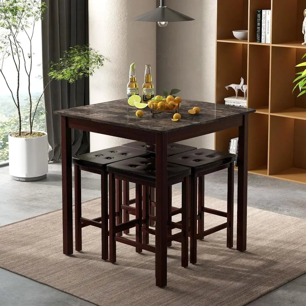 4 Piece Dining Set With Counter Height Table And Stools