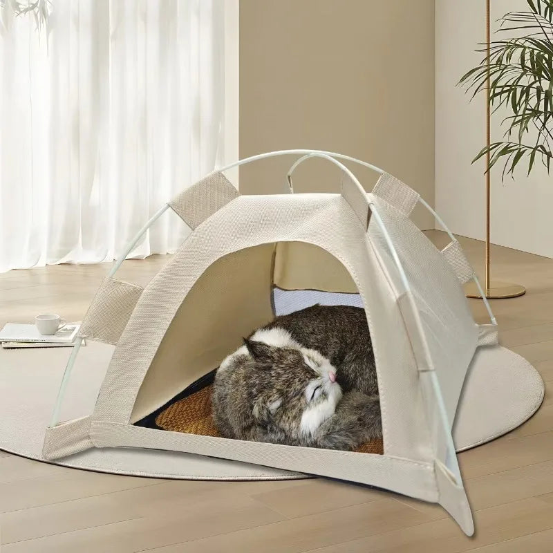 Pet Teepee Durable Floor Mat Dog & Cat House for Indoor/Outdoor Camping Comfortable for Pets Foldable Cat Bed and Dog Bed cage