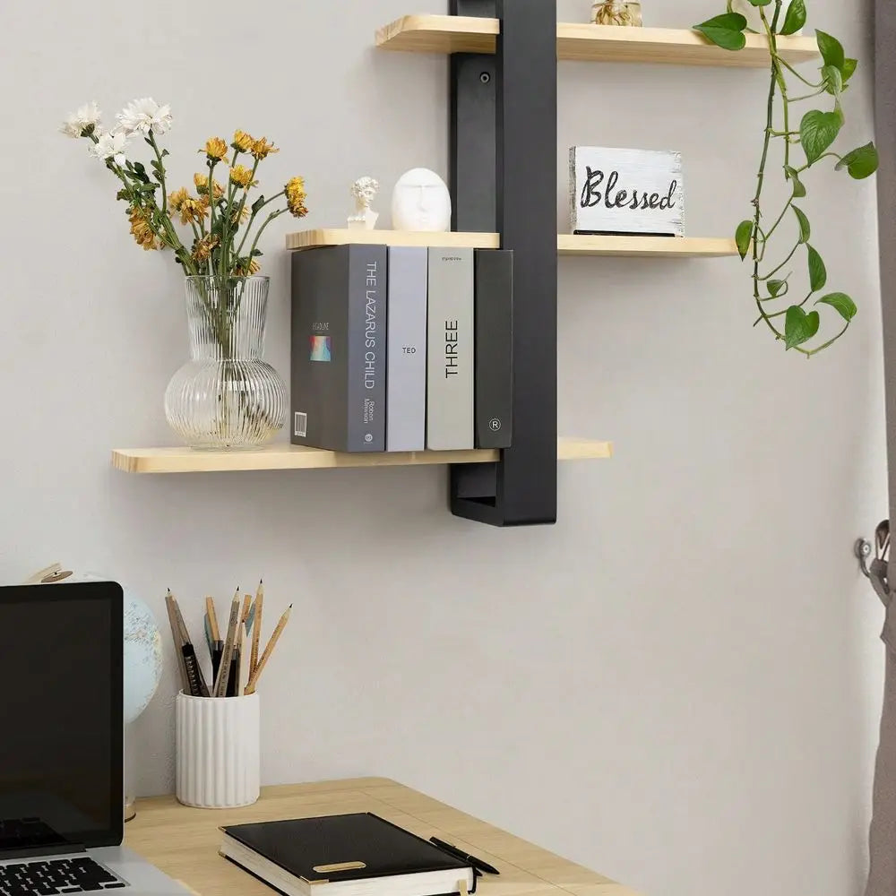 Einzigar Modern Pine Wood Wall Mounted Floating Shelves