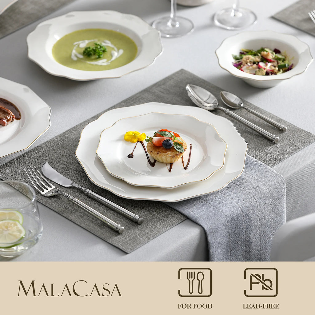 MALACASA Nordic Porcelain Tableware Set With Bowls And Plates