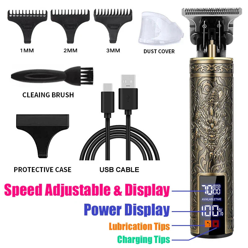 Vintage Hair Clipper USB Charging Hair Cutting Machine Electric Hair Trimmer Portable Shaver Professional Barber Boyfriend Gift