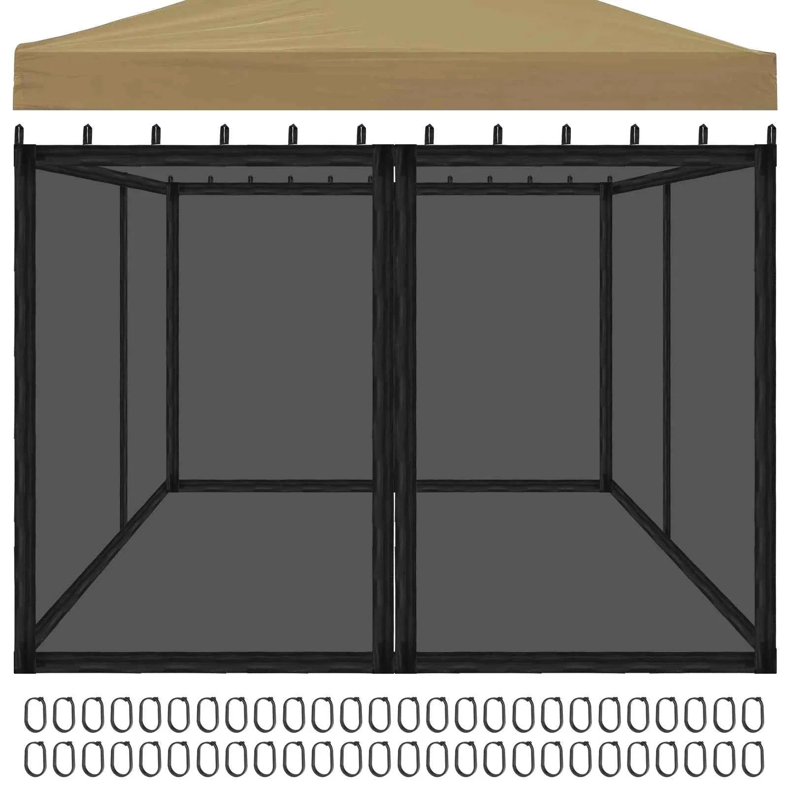 Gazebo Universal Replacement Mosquito Netting Outdoor Gazebo Canopy 4-Panel Screen Walls with Zipper (Mosquito Net Only)