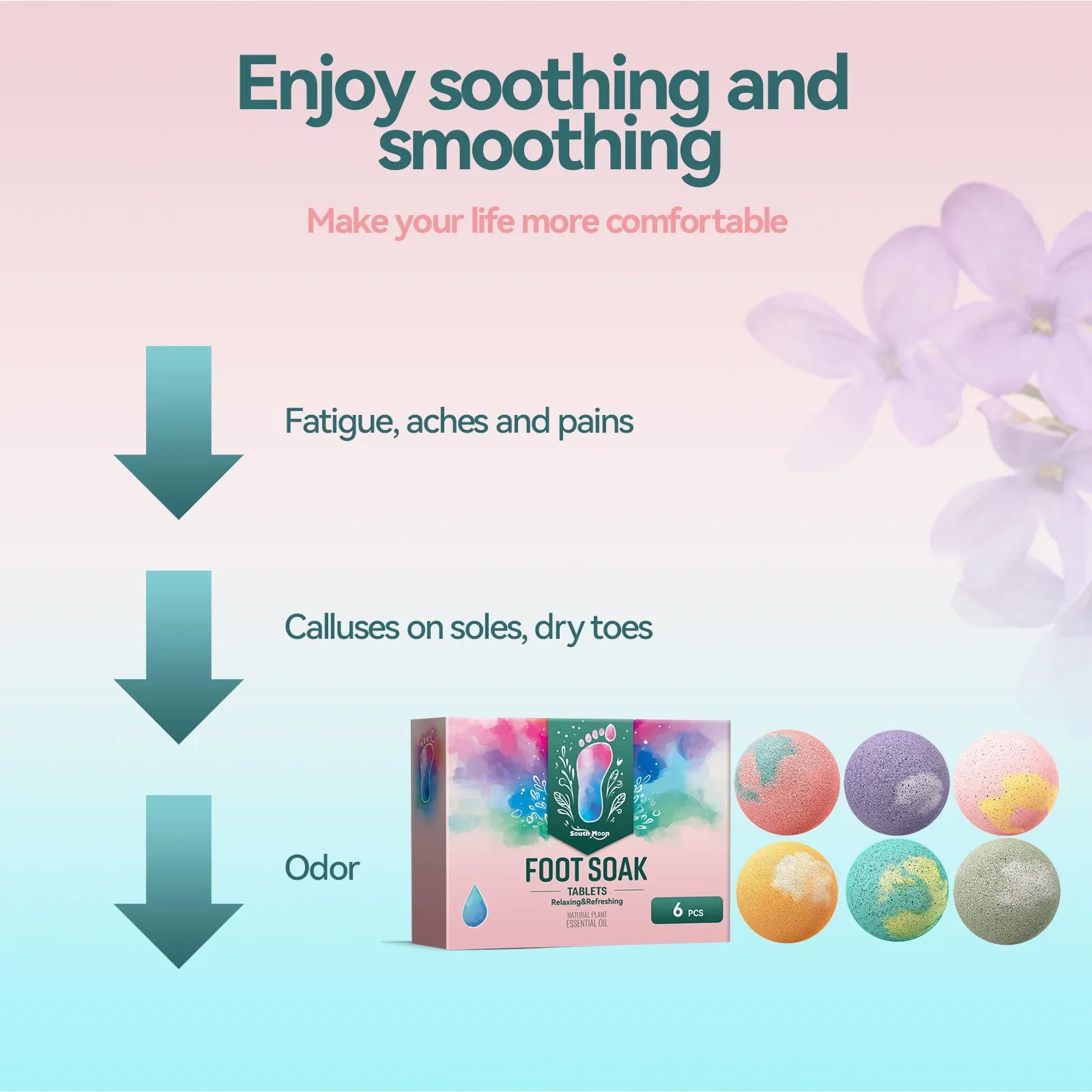 South Moon Foot Soak Tablet Relieve Fatigue Warmth Foot Soaking Promote Circulation Soften Cuticle Herbal Extract Feet Bath Ball