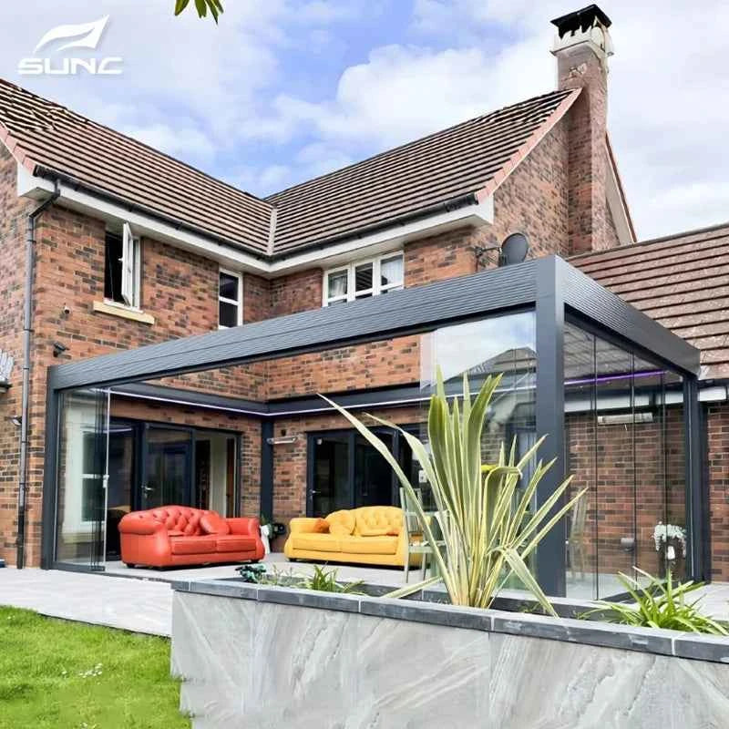 VMotorized Retractable Roof Pergola - Automatic PVC Gazebo & Metal Folding Roof System
