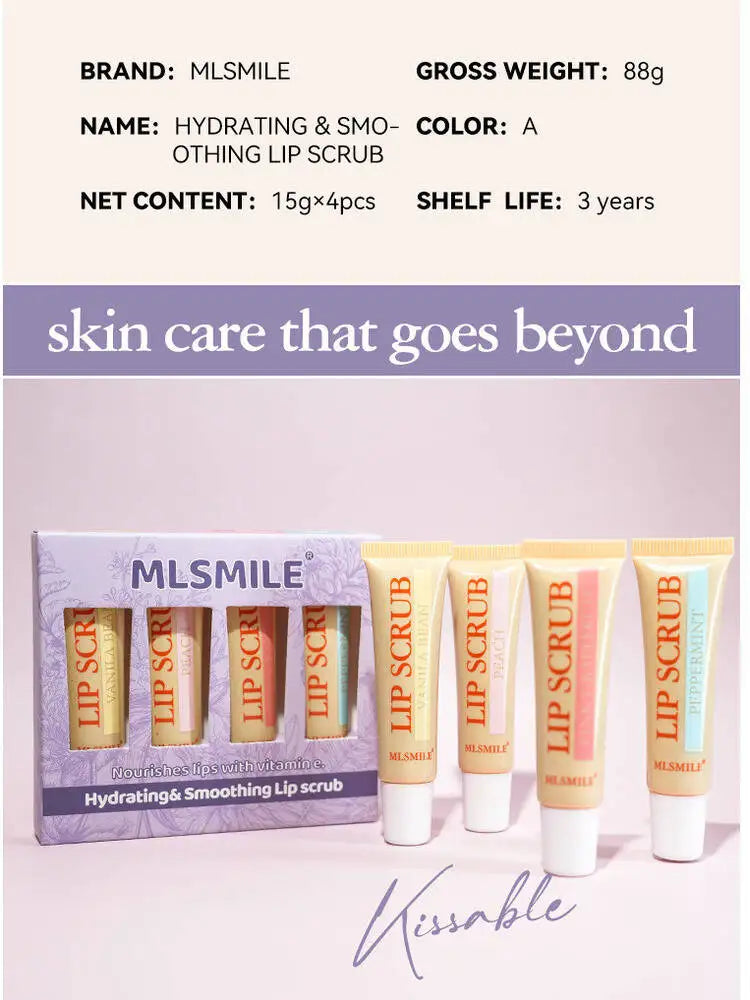 MLSMILE Scrub Set Exfoliating Dead Skin Lightening Lines Lip Balm 4-Pack 2025 new