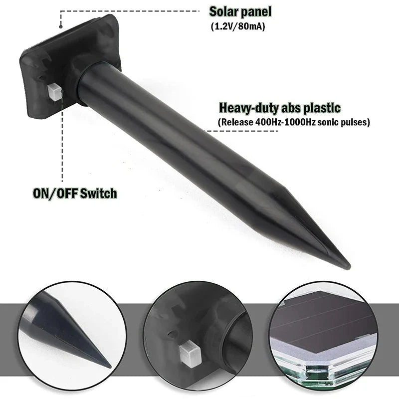 Outdoor solar-powered rat repellent P66 waterproof, suitable for courtyards, gardens, and farms