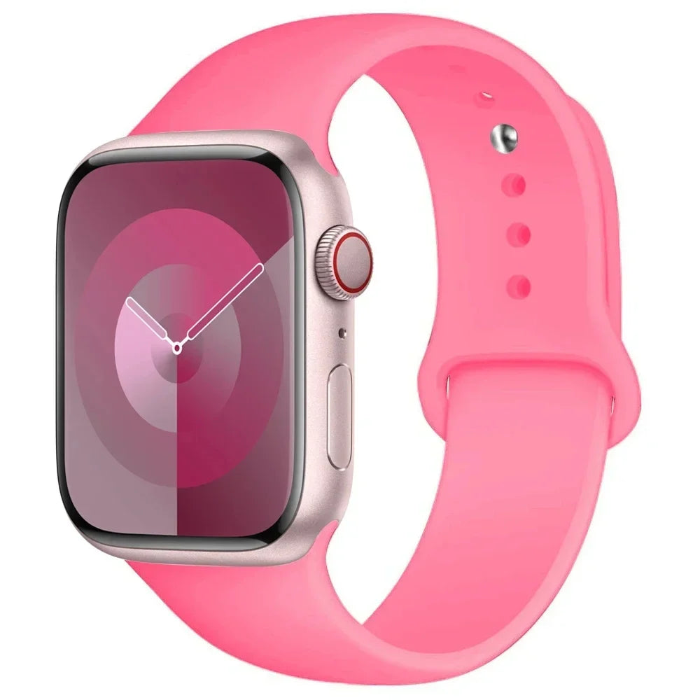 Silicone Band For Apple Watch strap 44mm 45mm 40mm 41mm 42-38mm 45 mm sport bracelet iwatch series 8 7 6 5 4 3 SE 9 Ultra 2 49mm